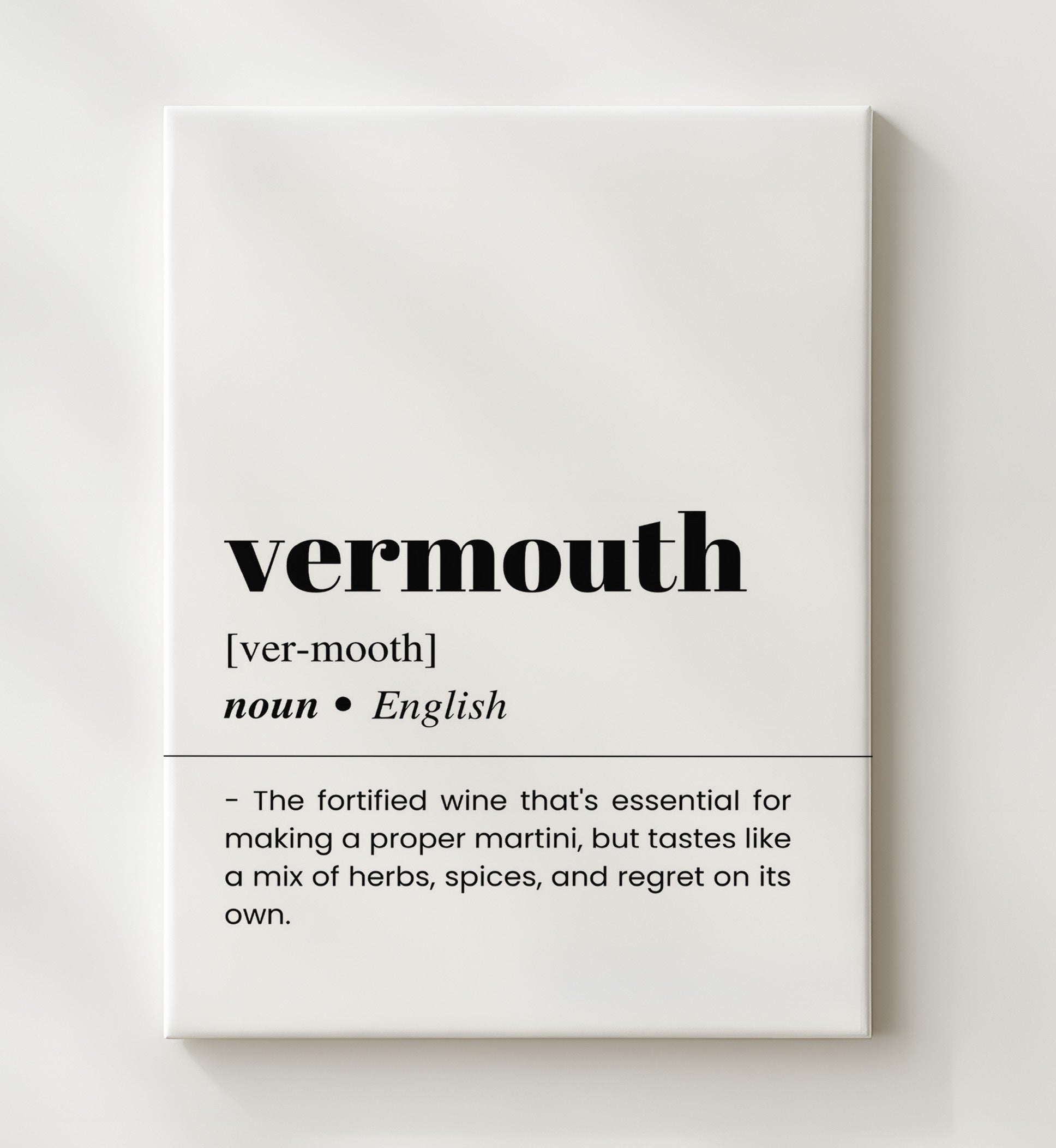 Vermouth - Martini Essential - Canvas bar dictionary wall art
