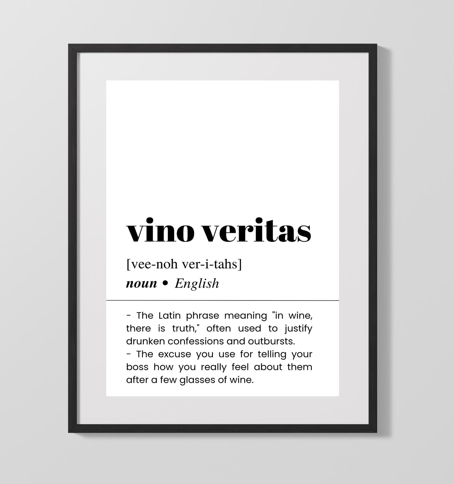 Vino Veritas - In Wine, There Is Truth - Gallery Frame bar dictionary wall art