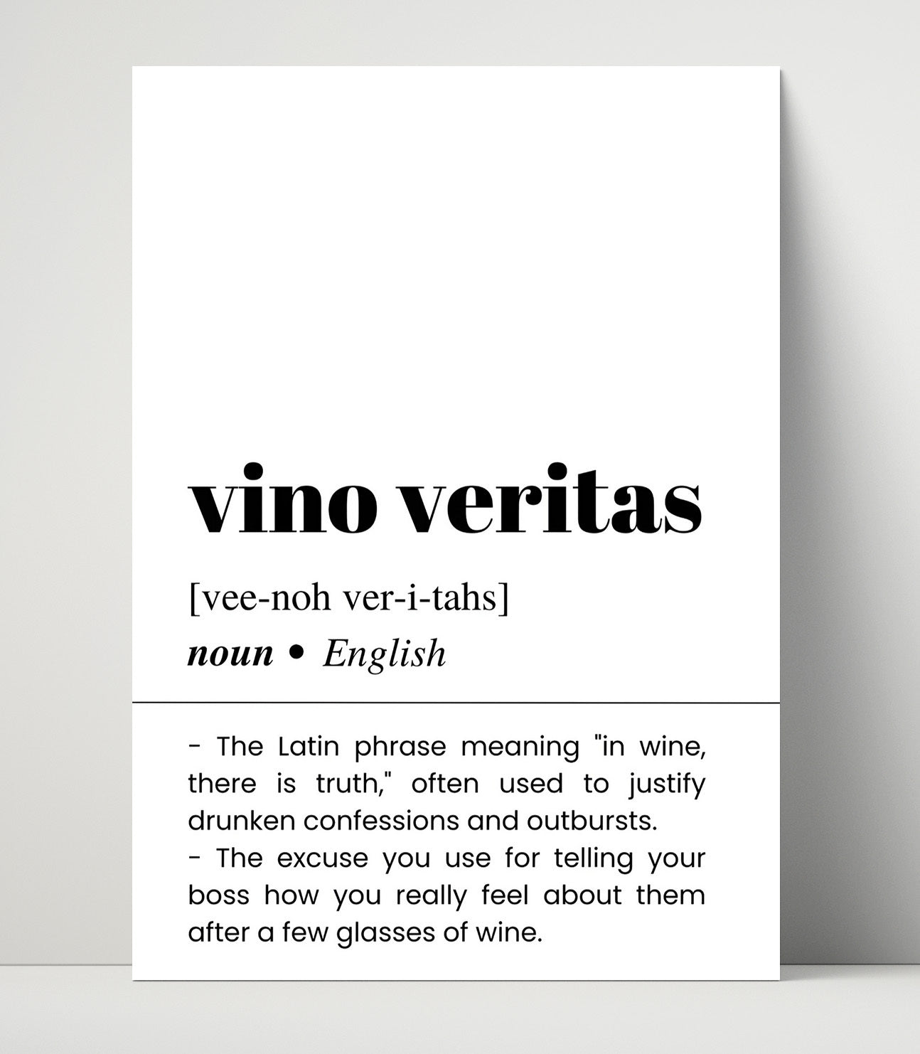 Vino Veritas - In Wine, There Is Truth - Unframed Print bar dictionary wall art