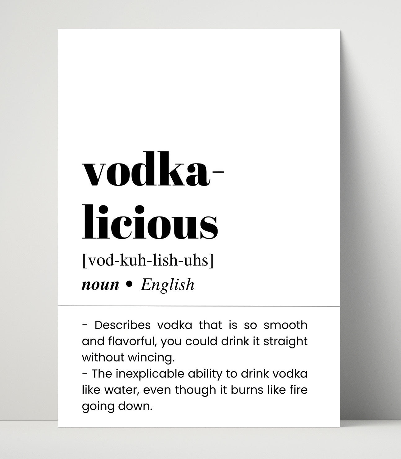 Vodka-Licious - Smooth Straight Vodka - Unframed Print bar dictionary wall art