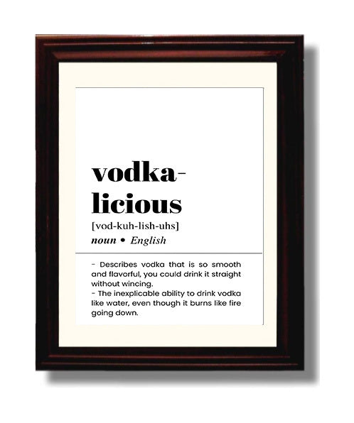 Vodka-Licious - Smooth Straight Vodka - Beveled Frame bar dictionary wall art
