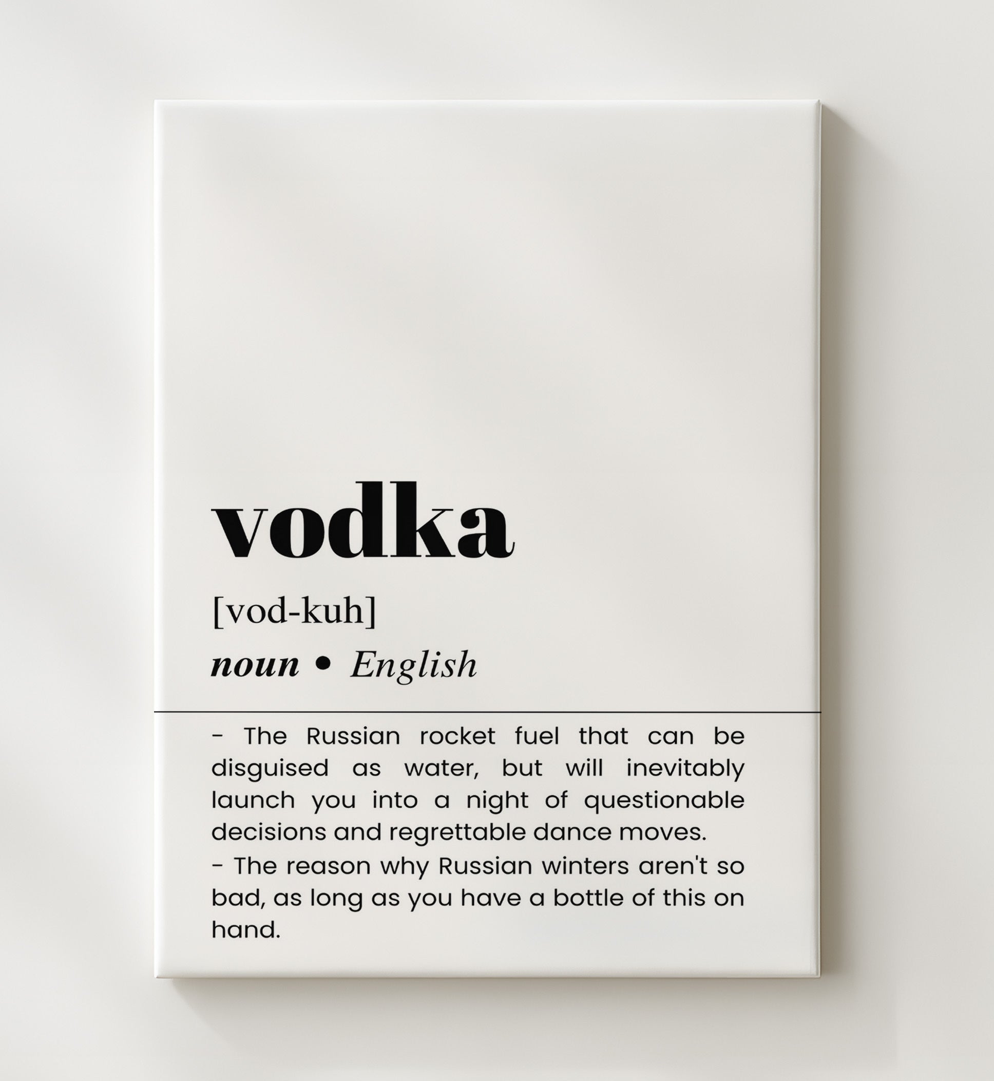 Vodka - Russian Rocket Fuel - Canvas bar dictionary wall art