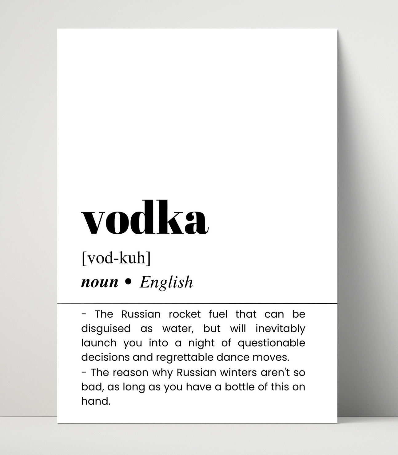 Vodka - Russian Rocket Fuel - Unframed Print bar dictionary wall art