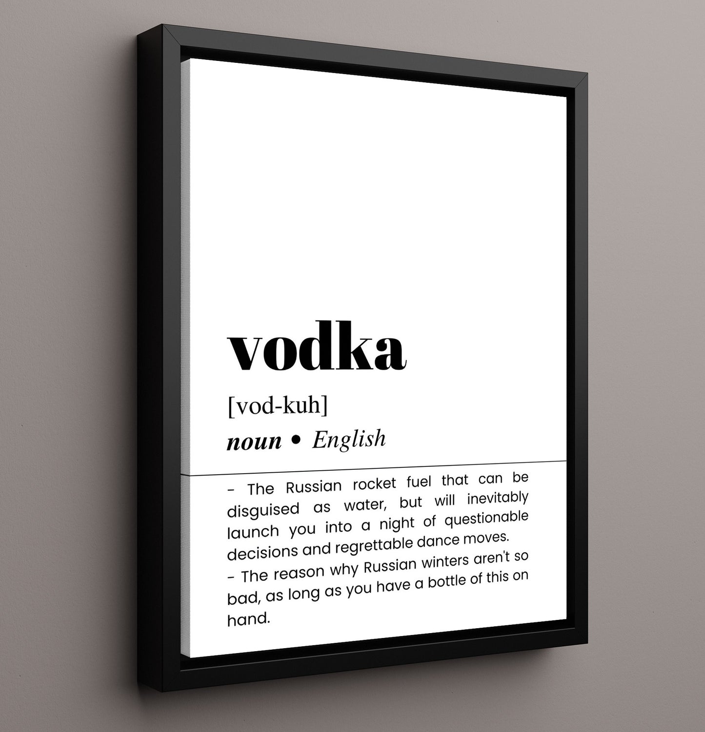 Vodka - Russian Rocket Fuel - Framed Canvas bar dictionary wall art