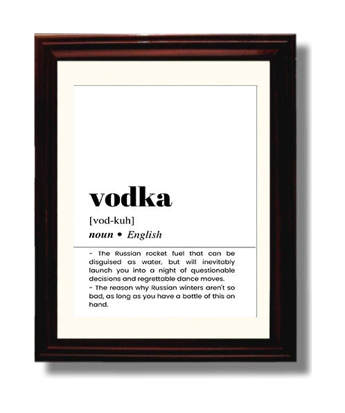 Vodka - Russian Rocket Fuel - Beveled Frame bar dictionary wall art