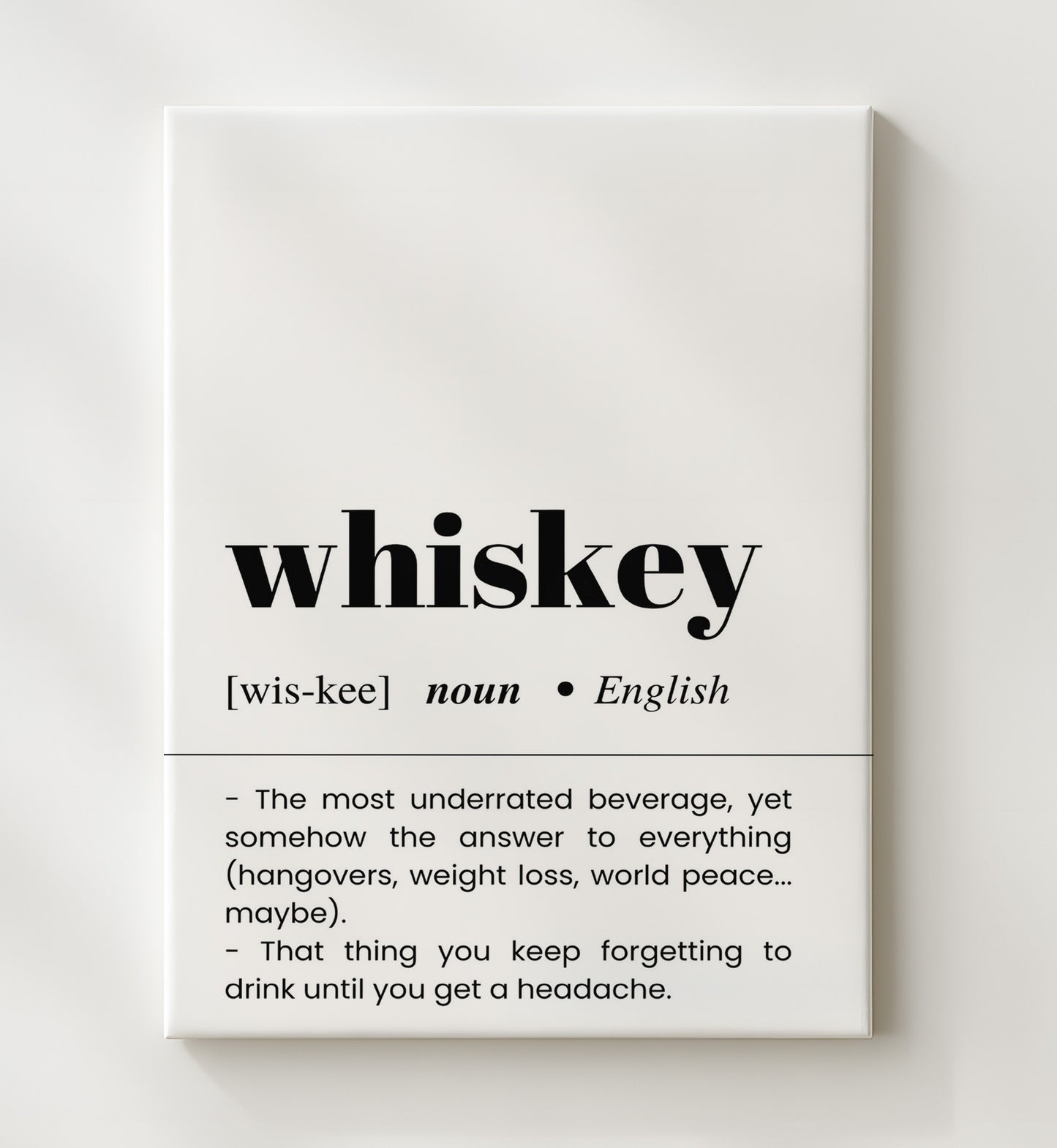 Whiskey - Hydration Humor - Canvas bar dictionary wall art