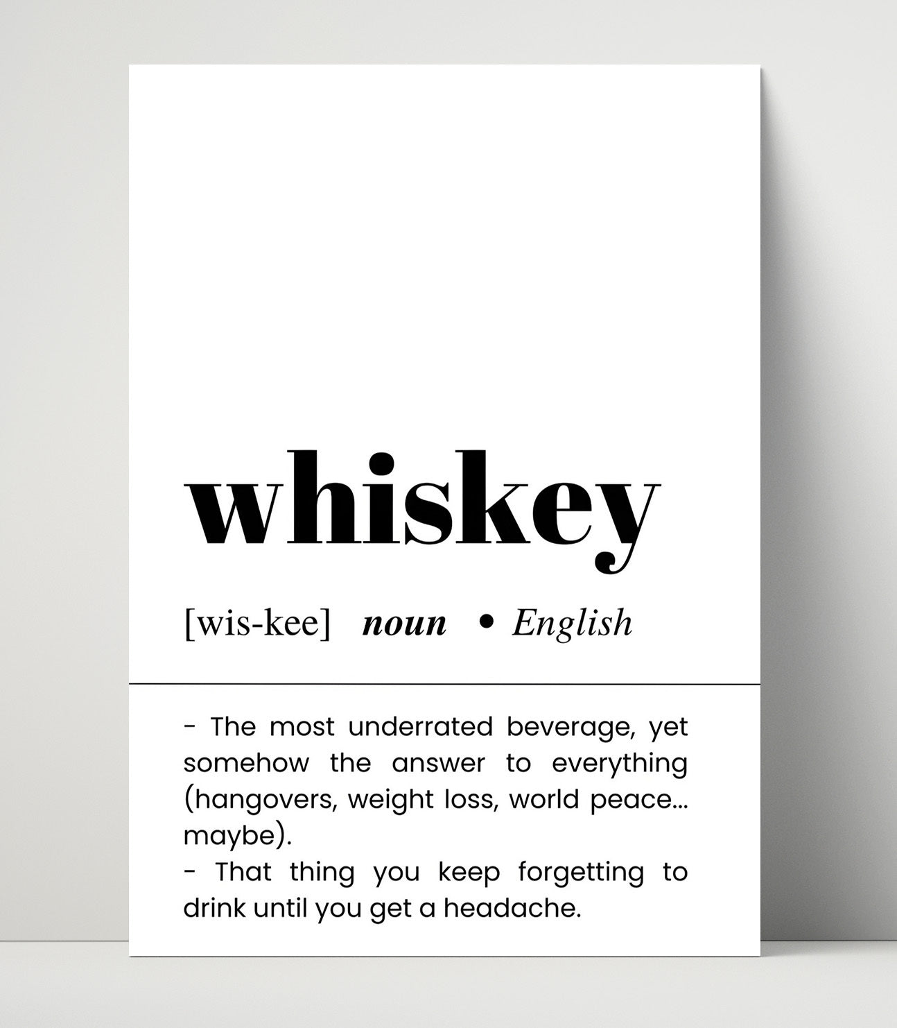Whiskey - Hydration Humor - Unframed Print bar dictionary wall art