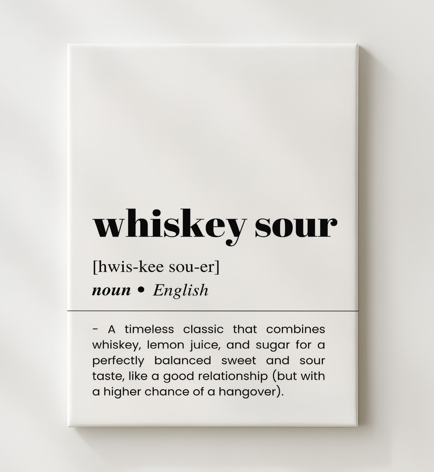 Whiskey Sour - Sweet-and-Sour Classic - Canvas bar dictionary wall art