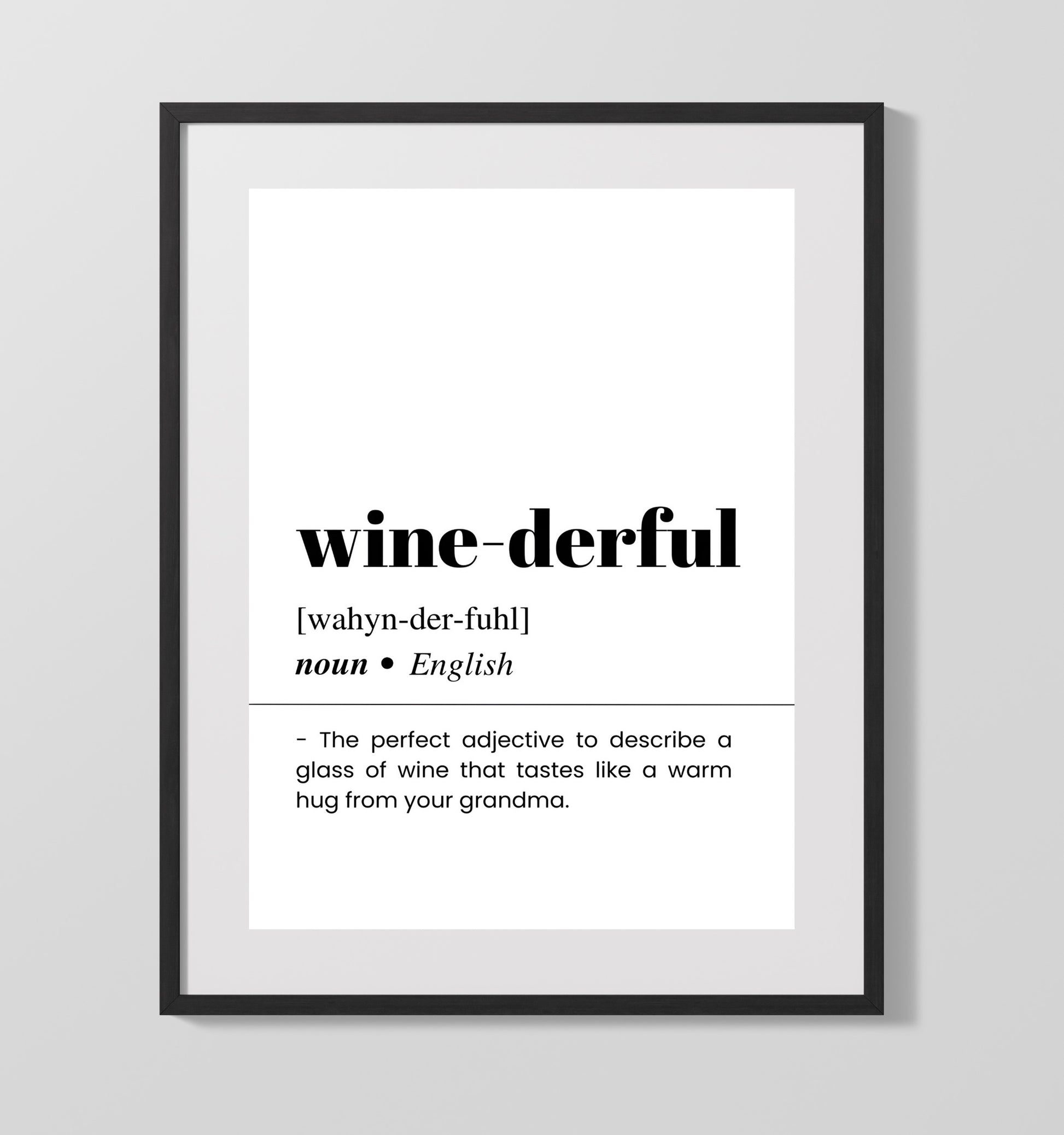 Bar Dictionary - Wine-Derful Warm Hug 16x20 Gallery Framed Artwork cocktail wall art print