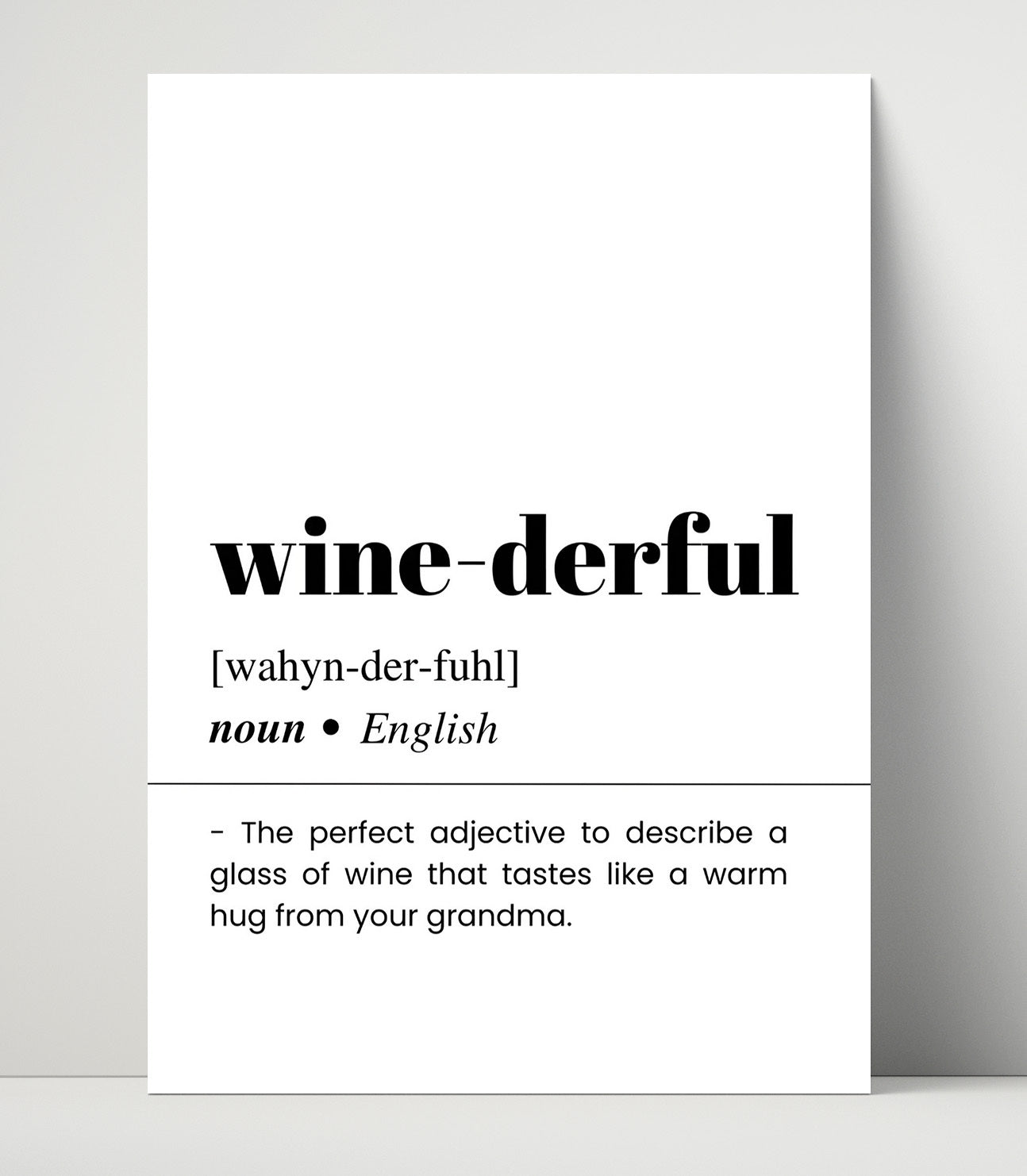 Bar Dictionary - Wine-Derful Warm Hug 8x10 Unframed in Plastic Sleeve cocktail wall art print