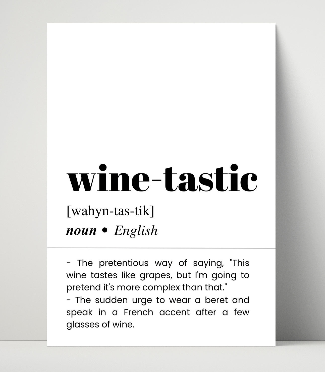 Wine-Tastic - Wine Lover Humor - Unframed Print bar dictionary wall art