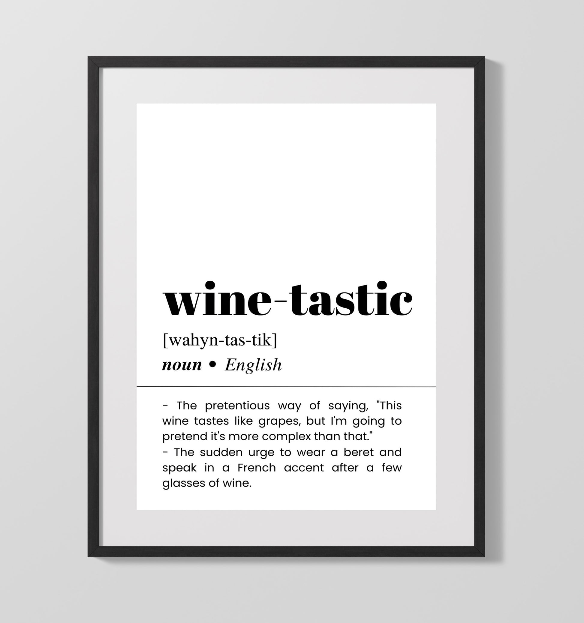 Wine-Tastic - Wine Lover Humor - Gallery Frame bar dictionary wall art