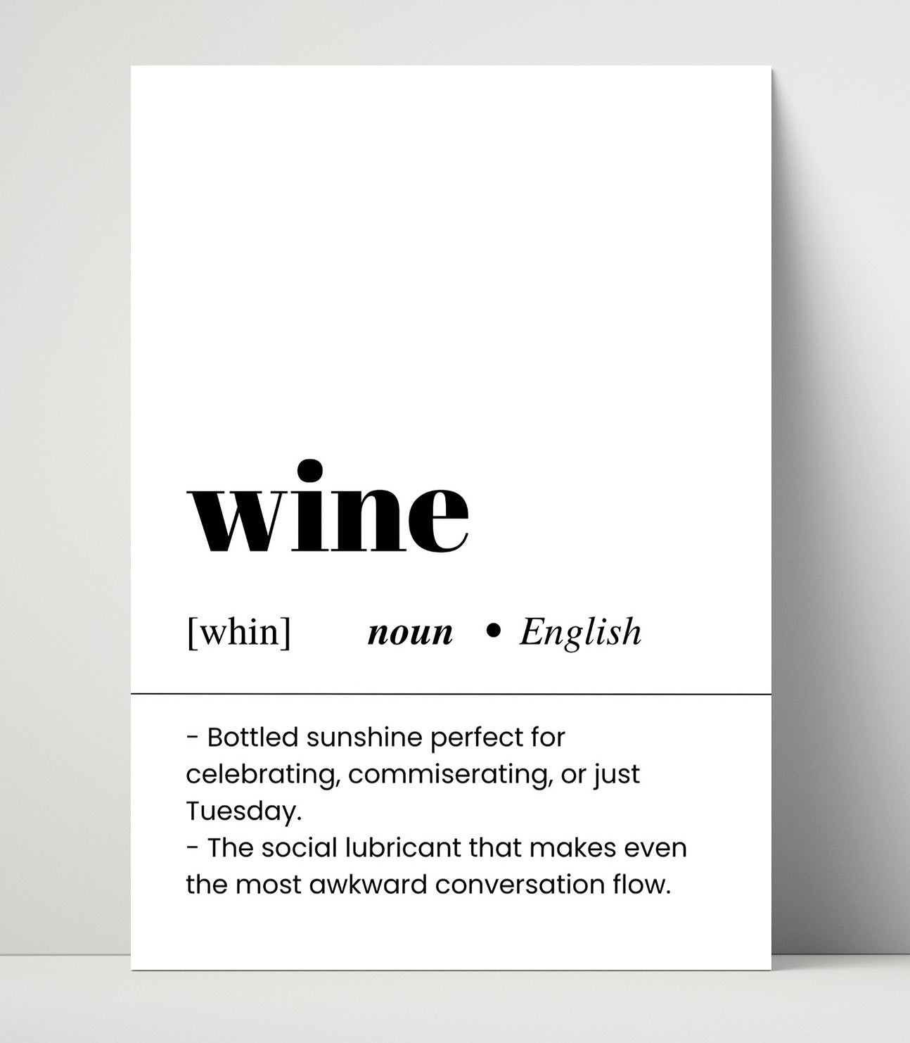 Wine - Bottled Sunshine Social Lubricant - Unframed Print bar dictionary wall art