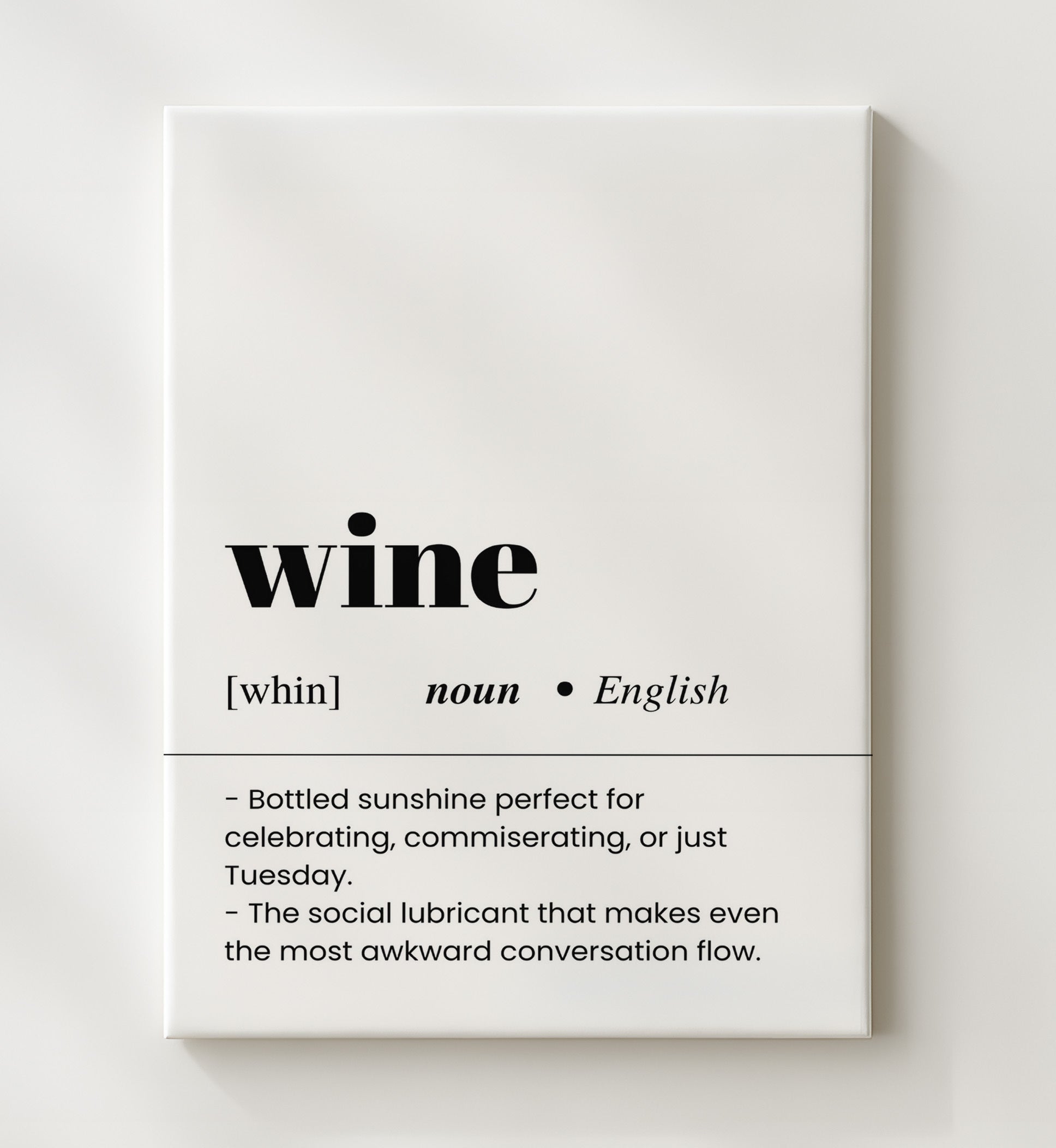 Wine - Bottled Sunshine Social Lubricant - Canvas bar dictionary wall art