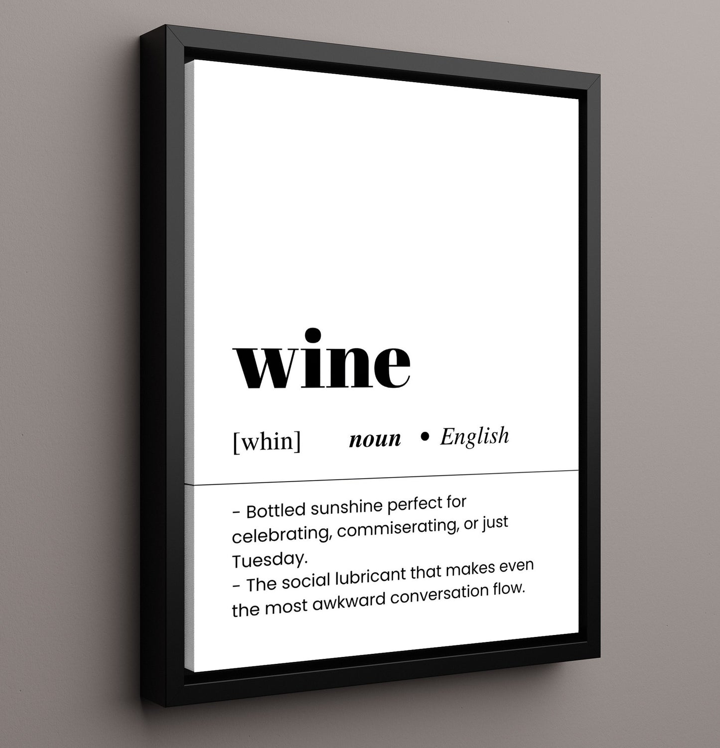 Wine - Bottled Sunshine Social Lubricant - Framed Canvas bar dictionary wall art