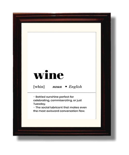 Wine - Bottled Sunshine Social Lubricant - Beveled Frame bar dictionary wall art