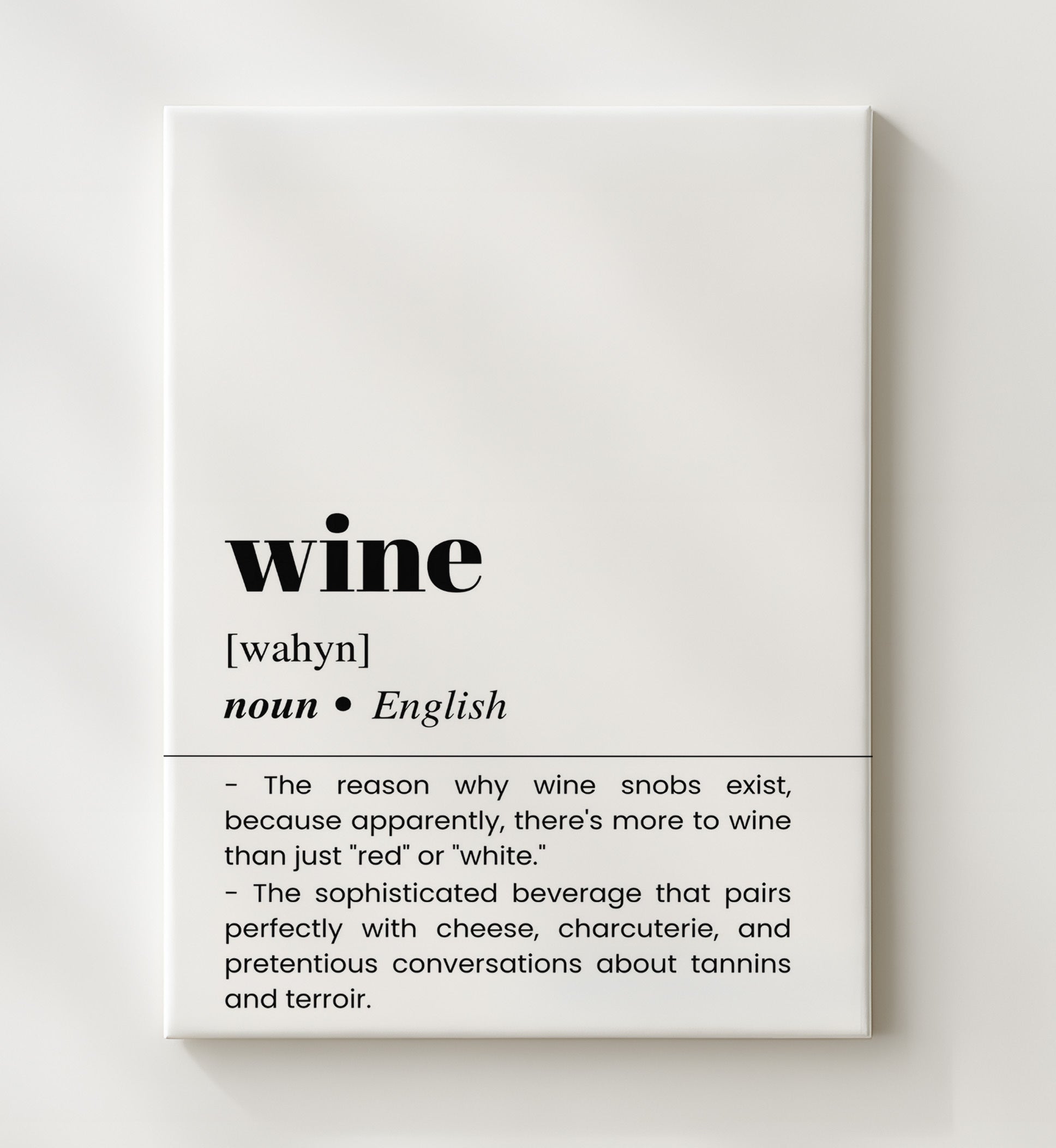Wine - Sophisticated Pairing - Canvas bar dictionary wall art