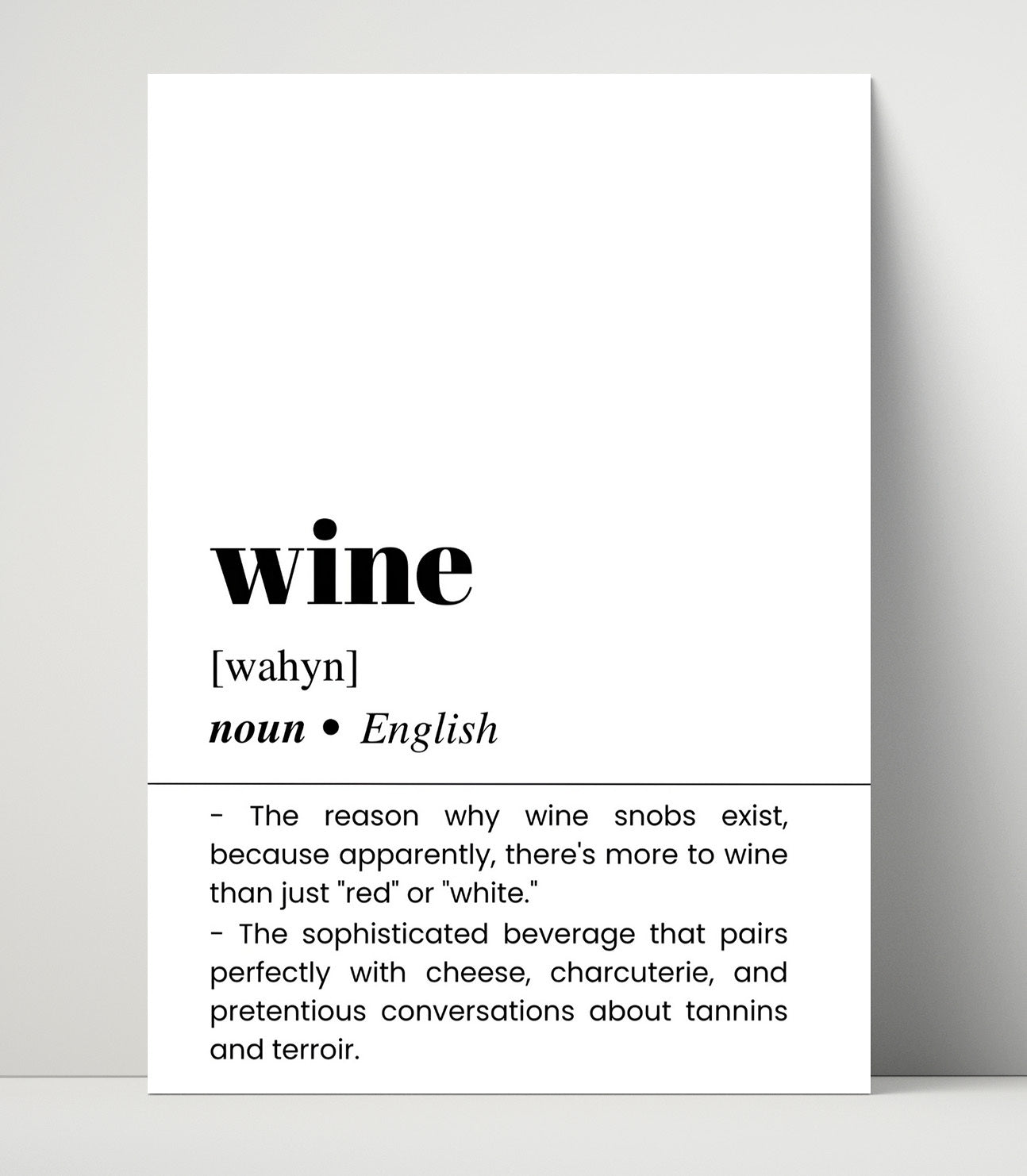 Wine - Sophisticated Pairing - Unframed Print bar dictionary wall art