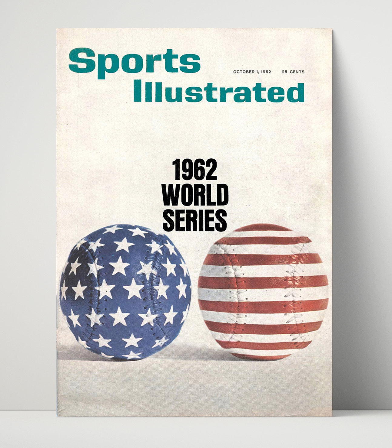 1962 Series - American Flag Baseball SI Cover Wall Art 16x20 Unframed Print wall art print – Baseball Wall Art decor