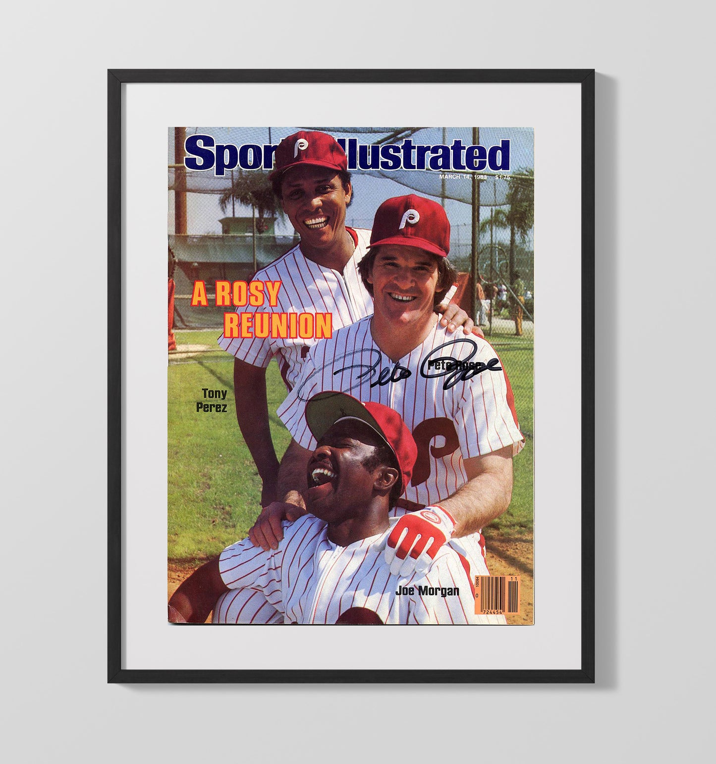 1983 SI Cover Philadelphia Legends Rosy Reunion Spotlight Baseball Wall Art 16x20 Gallery Frame wall art print – Baseball Wall Art decor