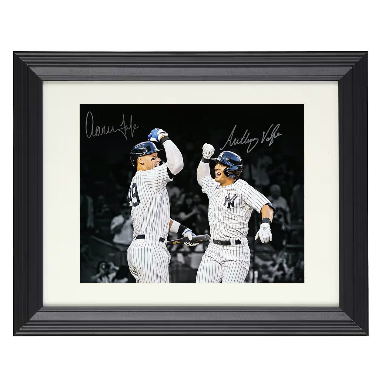 Aaron Judge and Anthony Volpe - Yankees Celebration Era 8x10 black beveled framed baseball wall art