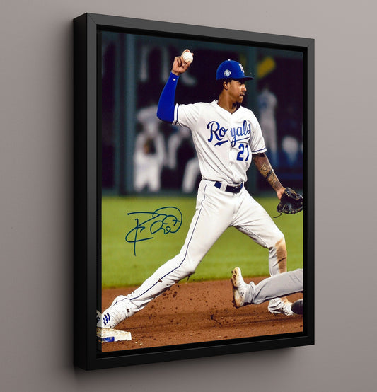 Adalberto Mondesi - Infield throw at second base 8x10 Framed Canvas baseball wall art