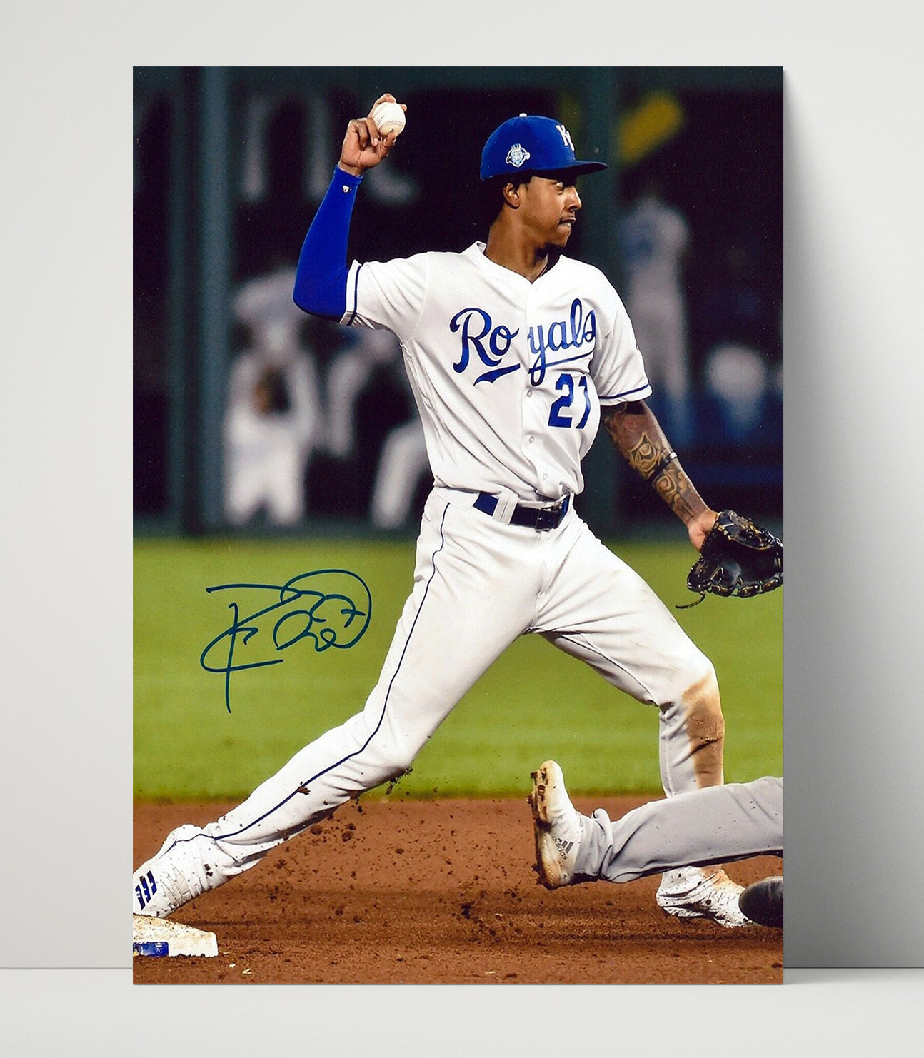 Adalberto Mondesi - Infield throw at second base Baseball Wall Art 16x20 Unframed Print wall art print – Baseball Wall Art decor