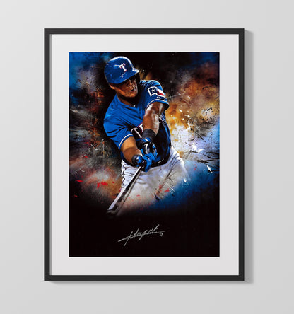 Adrian Beltre - follow-through batting pose 8x10 Canvas baseball wall art