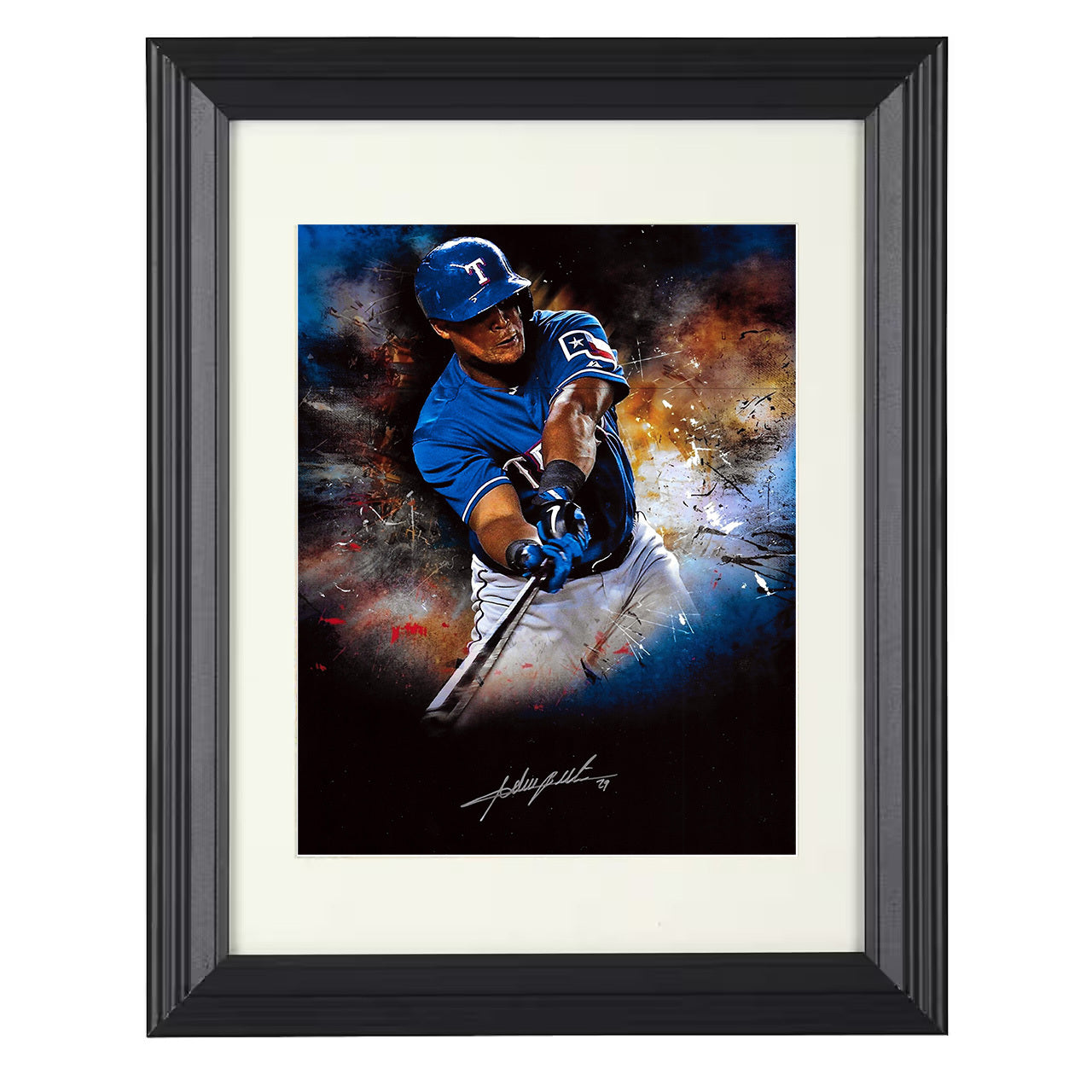 Adrian Beltre - Follow-through batting pose 8x10 black beveled framed baseball wall art