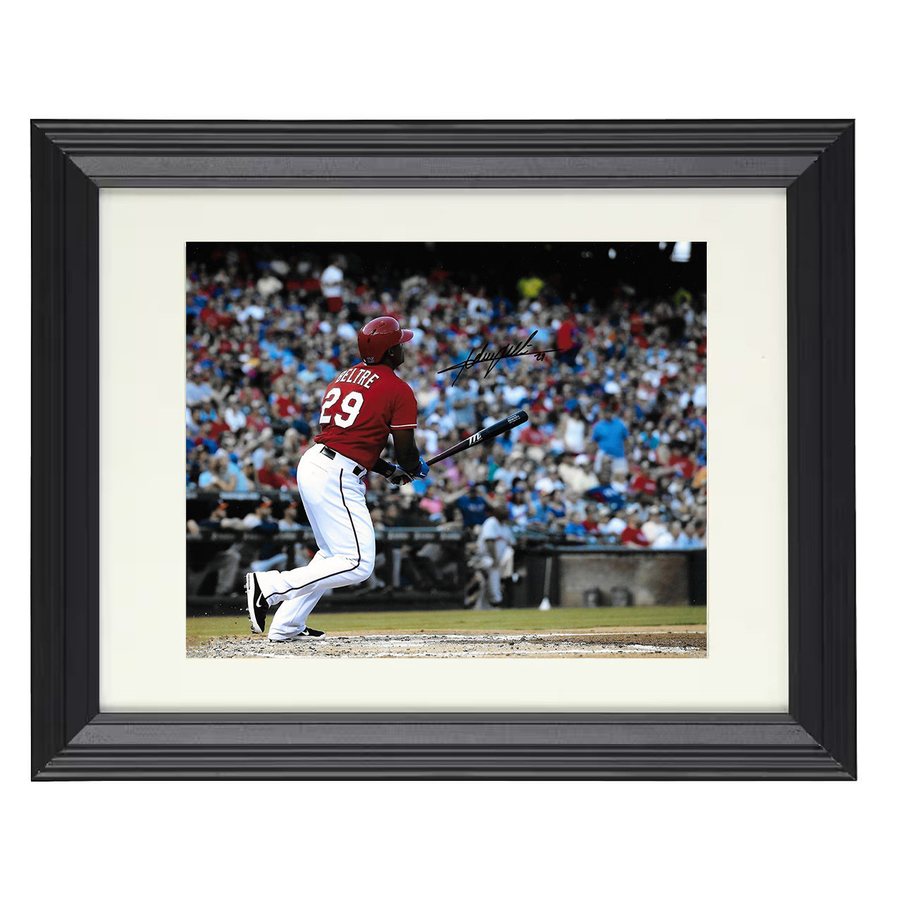 Adrian Beltre - Rangers Power Swing Era 8x10 black beveled framed baseball wall art