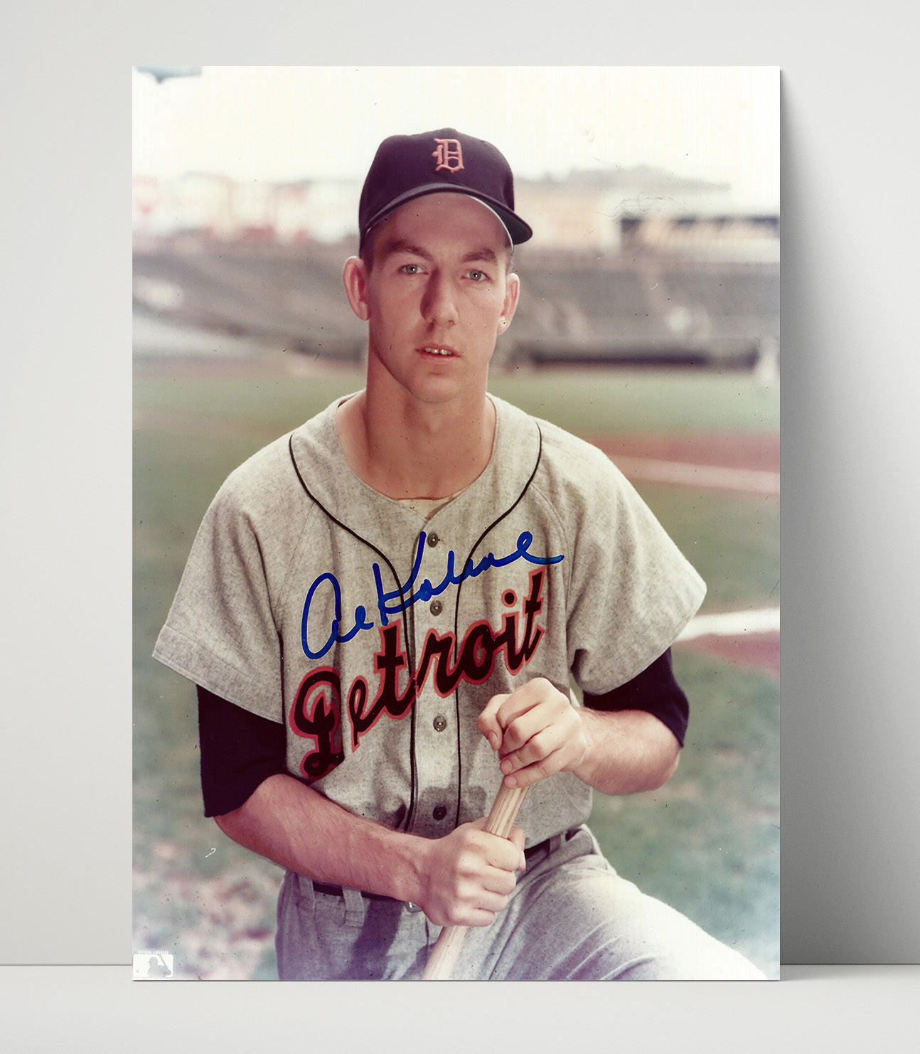 Al Kaline - Kneeling bat pose color portrait Baseball Wall Art 16x20 Unframed Print wall art print – Baseball Wall Art decor