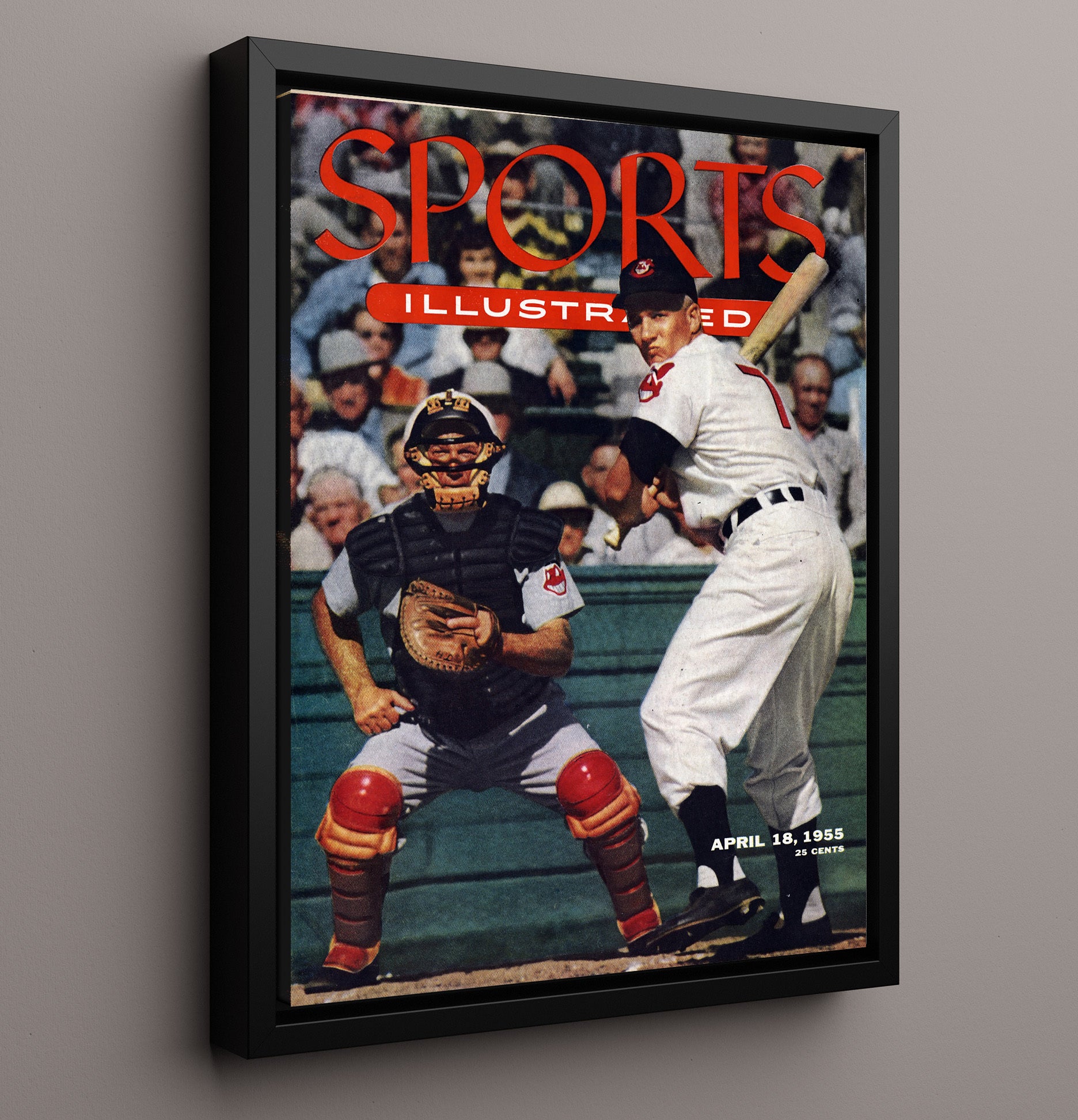 Al Rosen - At - bat action SI cover 1955 Baseball Wall Art 20x24 Canvas wall art print – Baseball Wall Art decor