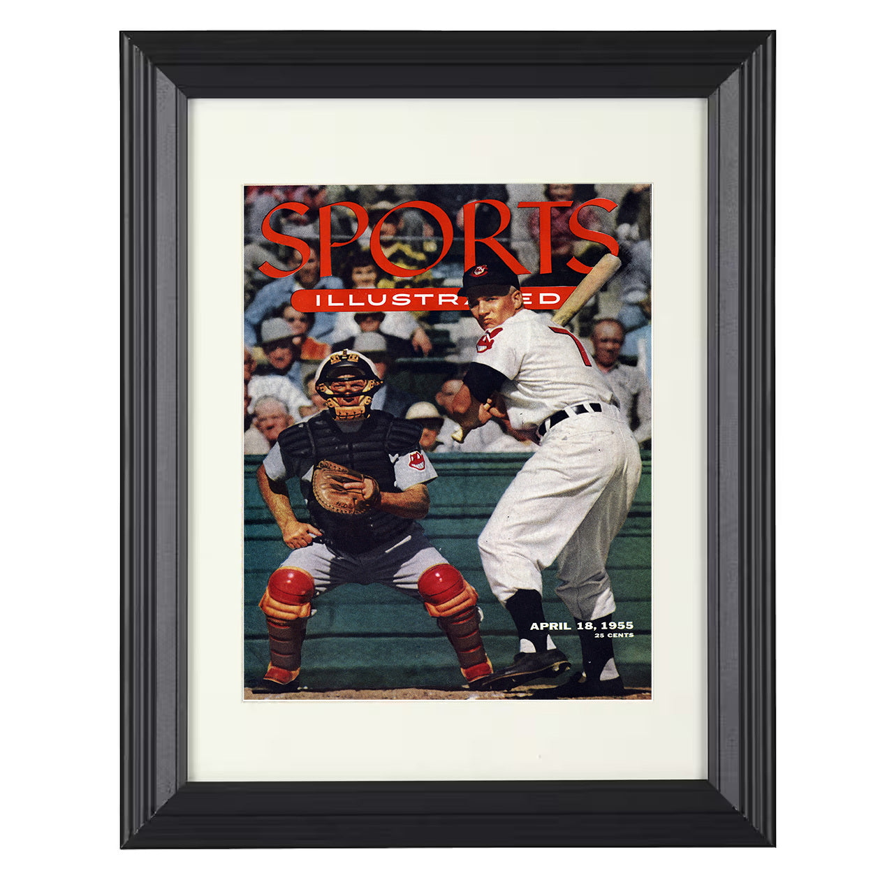 Al Rosen - At-bat action SI cover 1955 8x10 black beveled framed baseball wall art