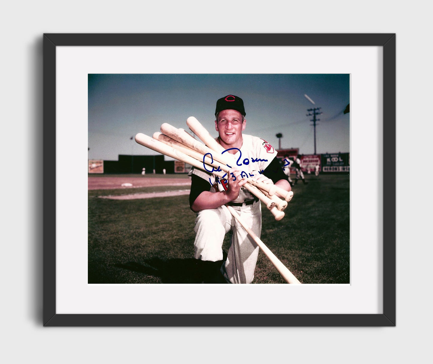 Al Rosen - Bat Collection Pose 1953 Baseball Wall Art 16x20 Gallery Frame wall art print – Baseball Wall Art decor