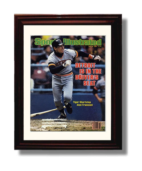 Alan Trammell - Batting Follow - Through 1984 SI Cover Baseball Wall Art 8x10 Beveled Frame wall art print – Baseball Wall Art decor