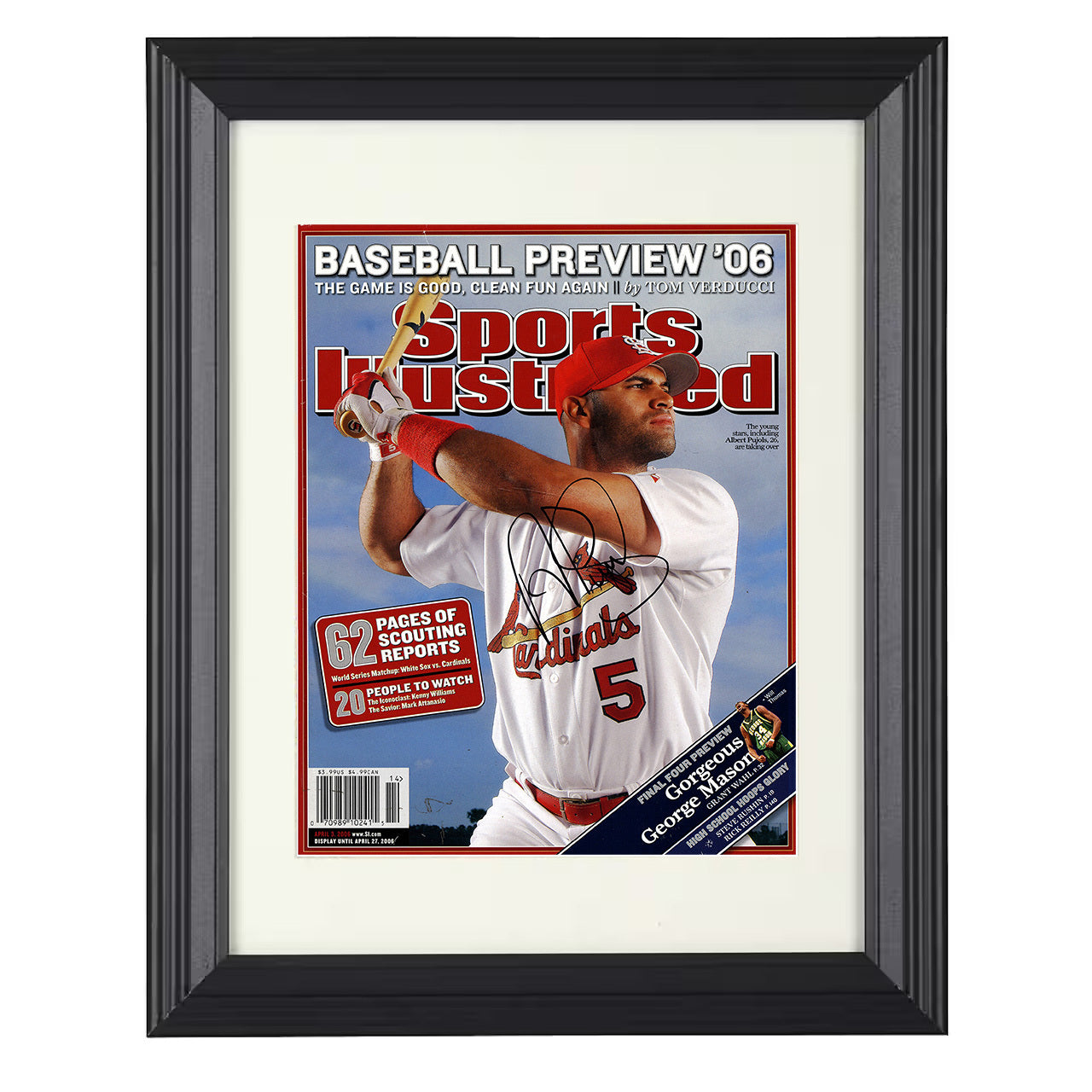Albert Pujols - Baseball Preview dominant force SI Cover 2006 8x10 black beveled framed baseball wall art