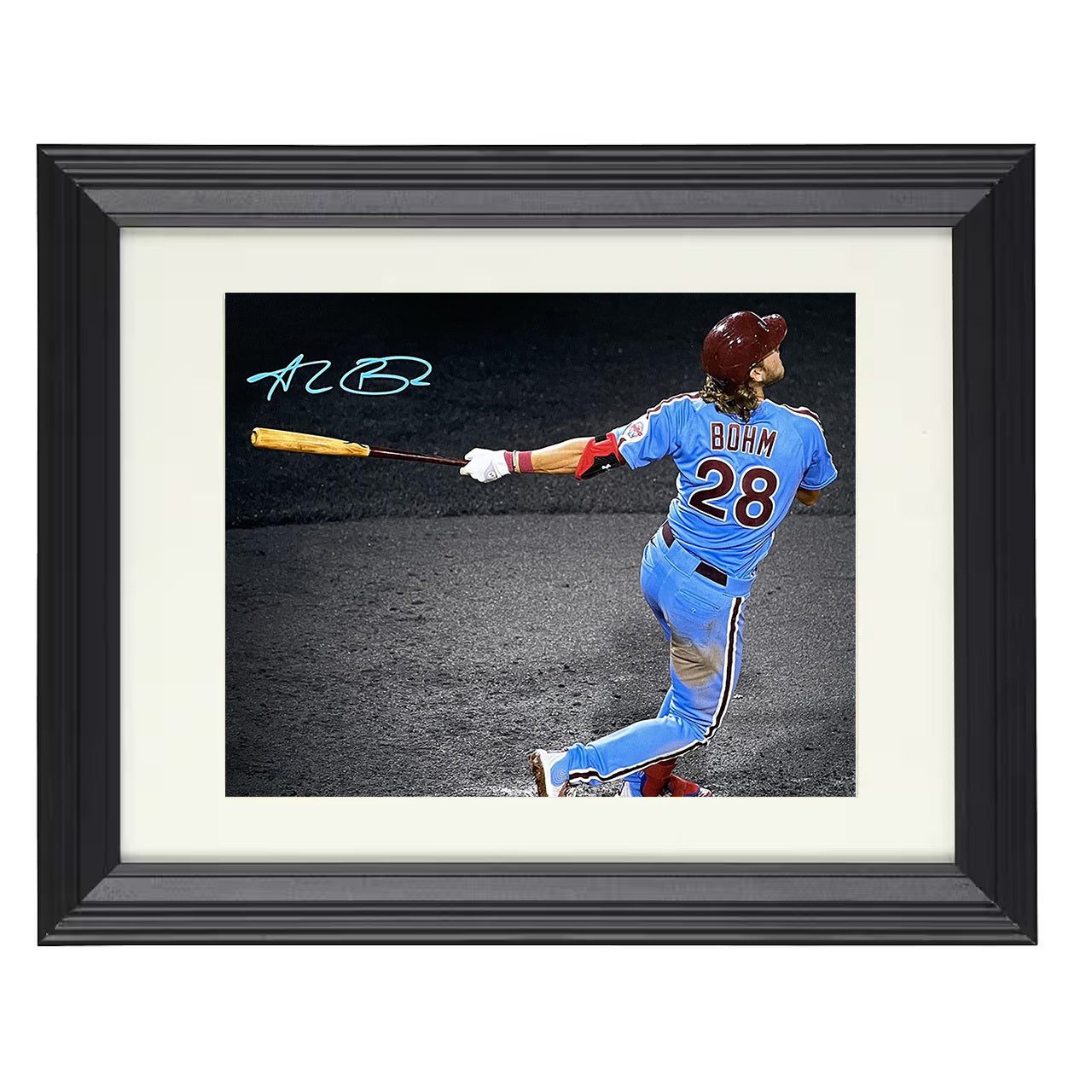 Alec Bohm - Phillies Power Swing Era 8x10 black beveled framed baseball wall art