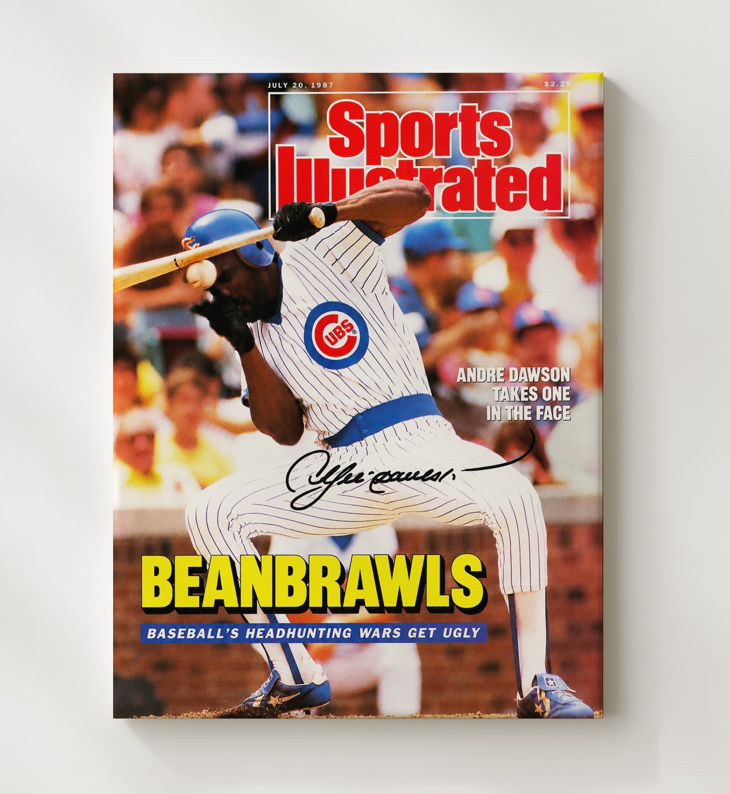Andre Dawson - Sports Illustrated Beanball Cover Baseball Wall Art 20x24 Canvas wall art print – Baseball Wall Art decor