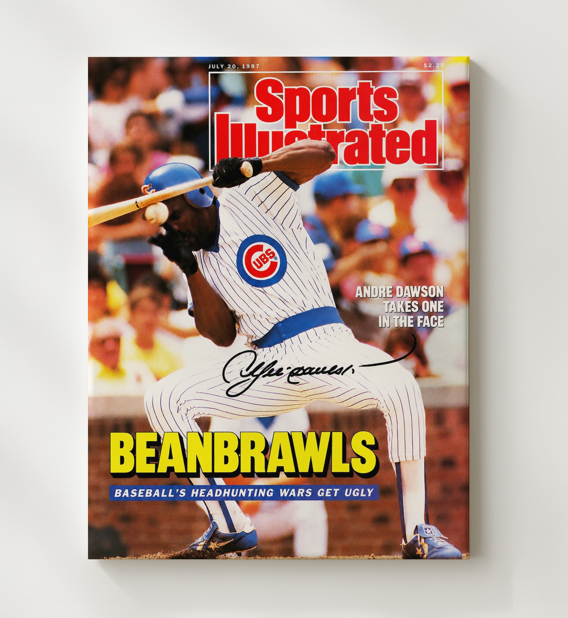 Andre Dawson - Sports Illustrated Beanball Cover Baseball Wall Art 20x24 Canvas wall art print – Baseball Wall Art decor