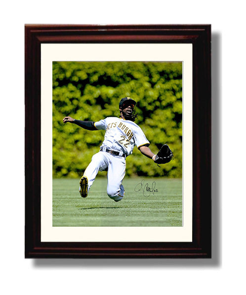Andrew McCutchen - Leaping Catch in Center Field Baseball Wall Art 8x10 Beveled Frame wall art print – Baseball Wall Art decor