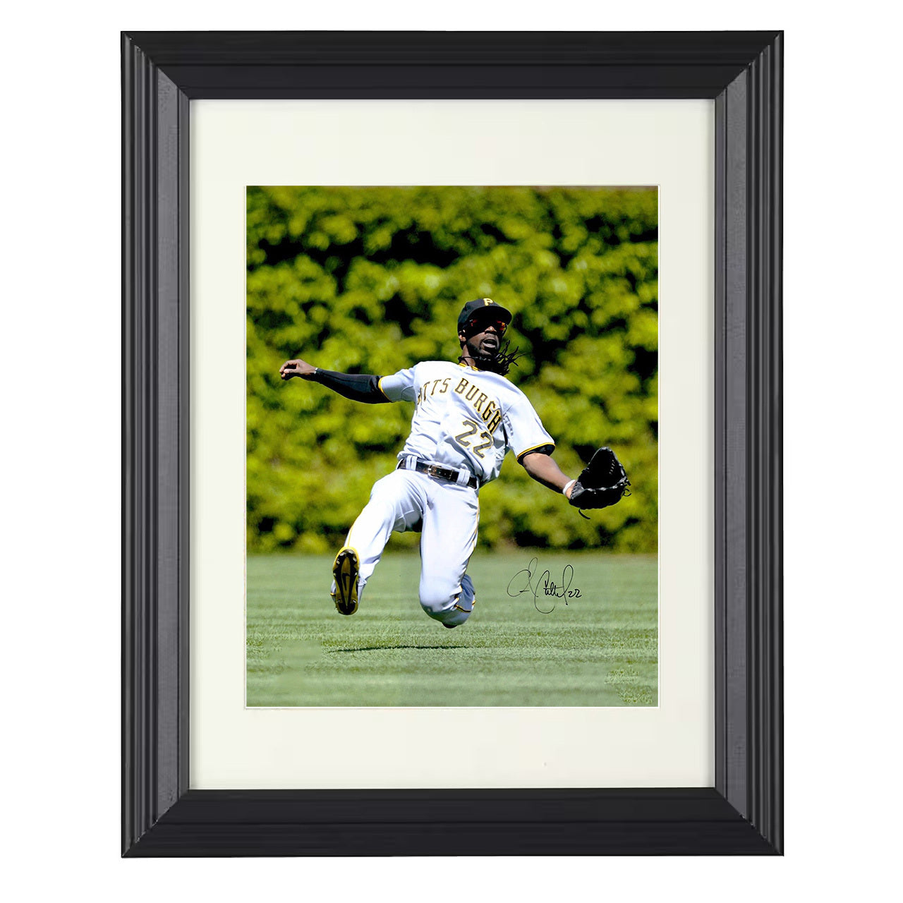 Andrew McCutchen - Leaping Catch in Center Field 8x10 black beveled framed baseball wall art