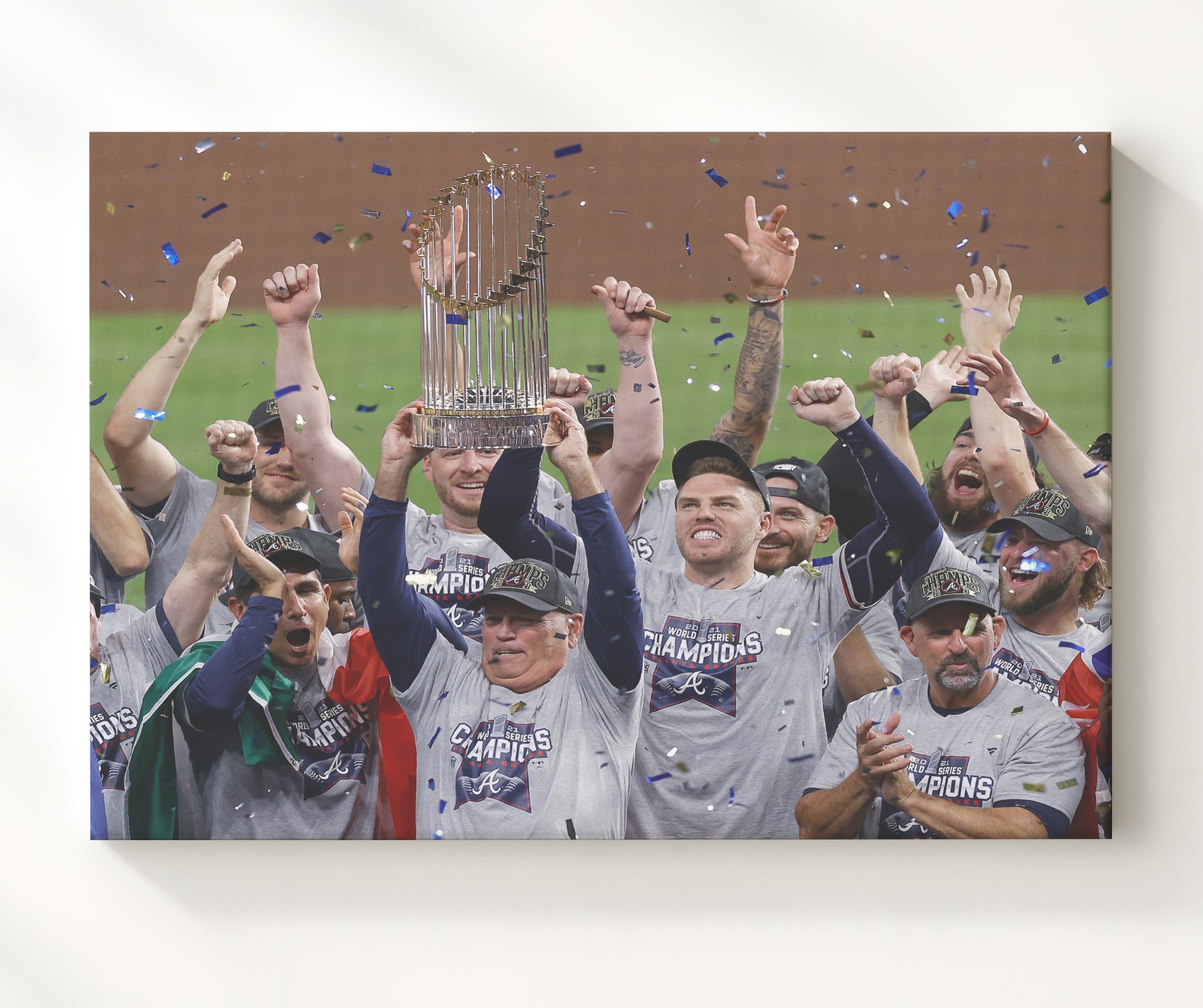 Atlanta Braves - Series Championship Celebration Era Baseball Wall Art 20x24 Canvas wall art print – Baseball Wall Art decor