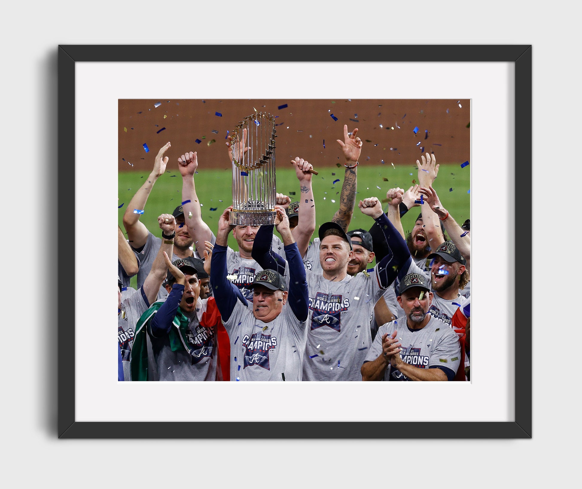 Atlanta Braves - Series Championship Celebration Era Baseball Wall Art 16x20 Gallery Frame wall art print – Baseball Wall Art decor
