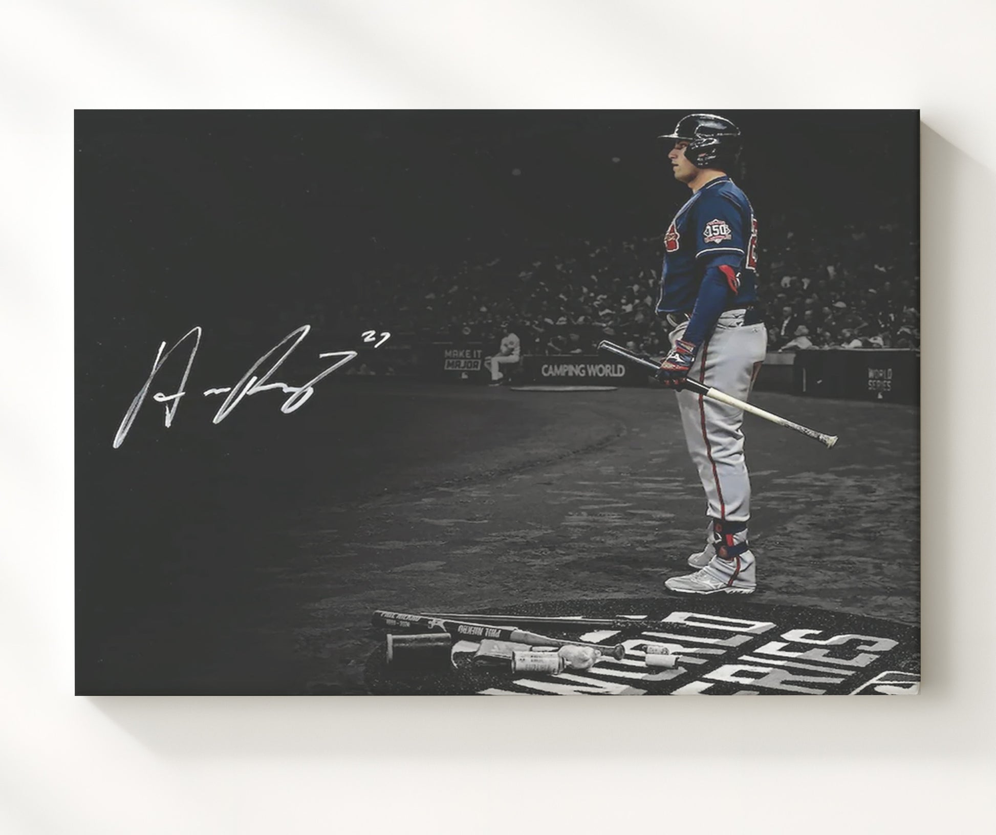 Austin Riley - Braves Power Swing Baseball Wall Art 20x24 Canvas wall art print – Baseball Wall Art decor