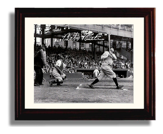 Babe Ruth - Classic Swing Baseball Wall Art 8x10 Beveled Frame wall art print – Baseball Wall Art decor