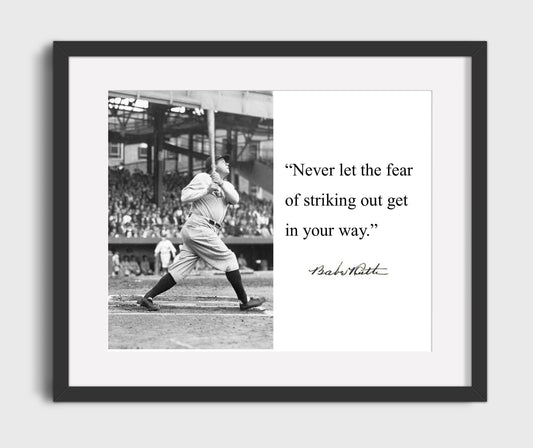 Babe Ruth - Inspirational Quote Swing 8x10 Canvas baseball wall art