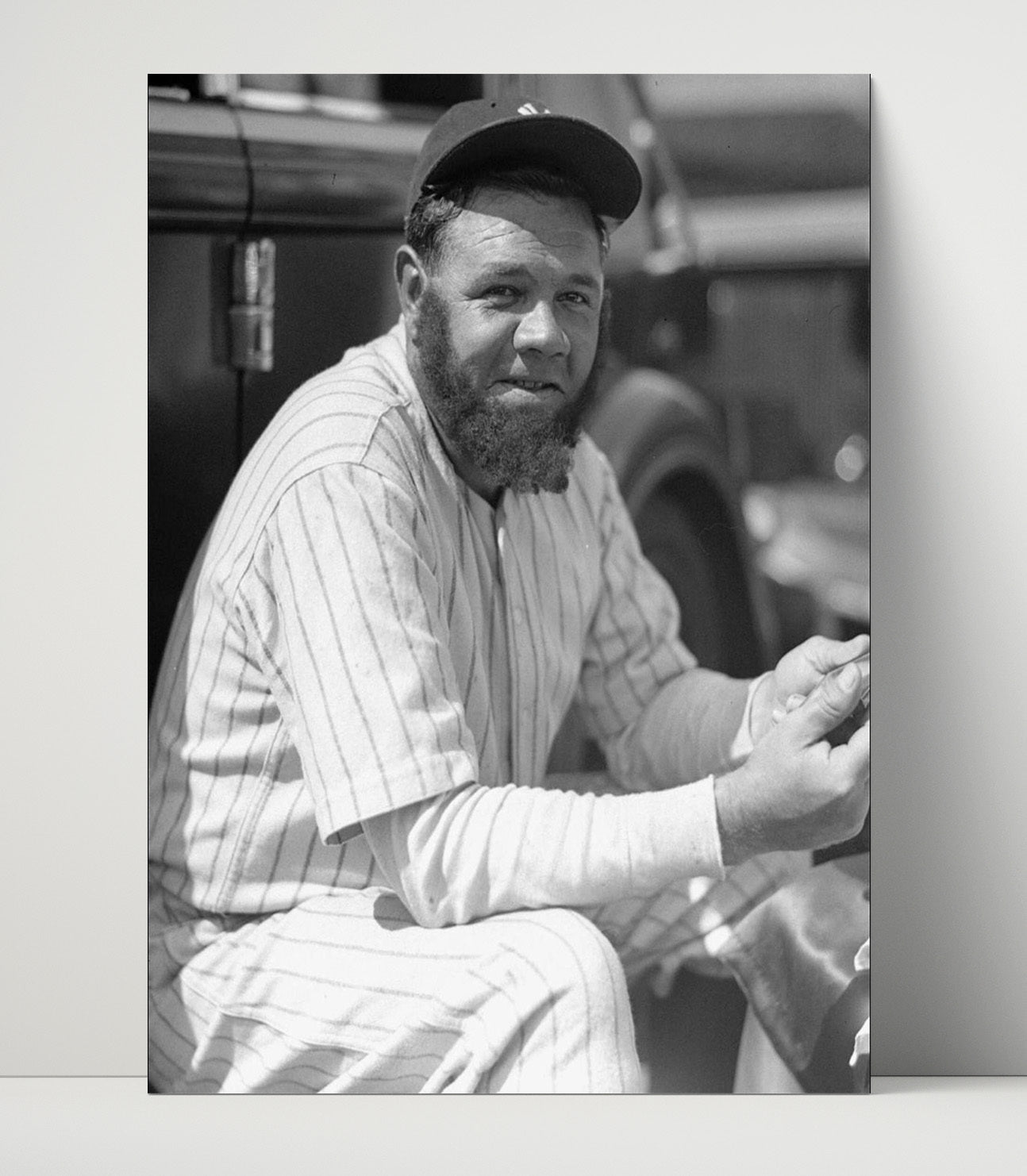 Babe Ruth - Yankees Dugout Portrait Spotlight Baseball Wall Art 16x20 Unframed Print wall art print – Baseball Wall Art decor