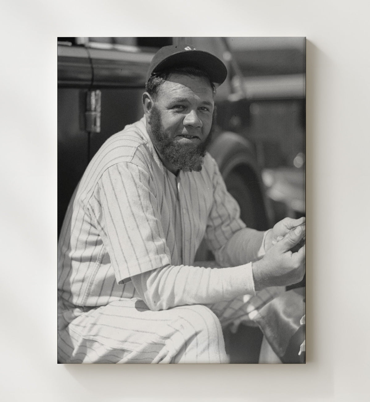 Babe Ruth - Yankees Dugout 8x10 Canvas baseball wall art
