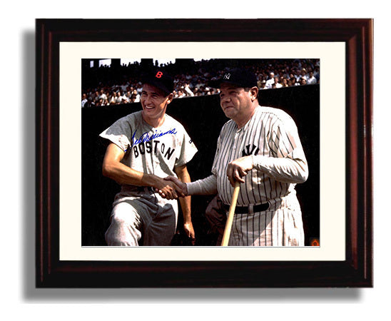 Babe Ruth and Ted Williams - Dugout Handshake Baseball Wall Art 8x10 Beveled Frame wall art print – Baseball Wall Art decor