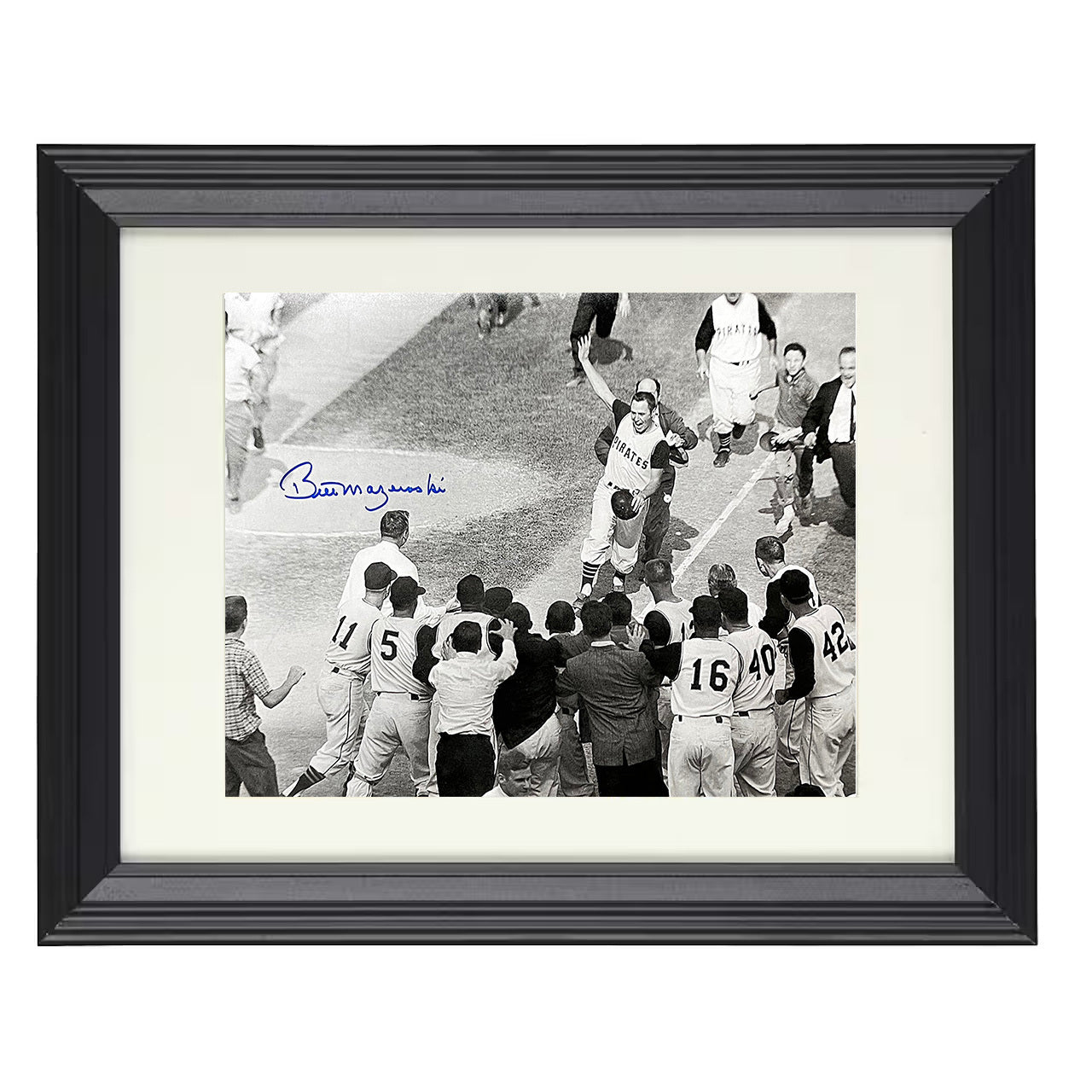 Bill Mazeroski - 1960 WS Walk Off Alt Angle 8x10 black beveled framed baseball wall art